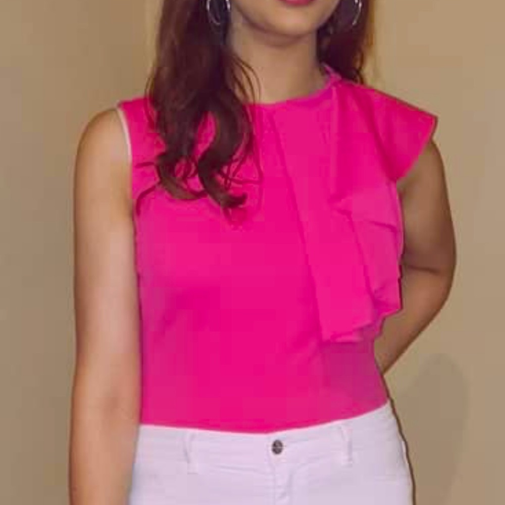 Hot pink ruffle body suit, XL